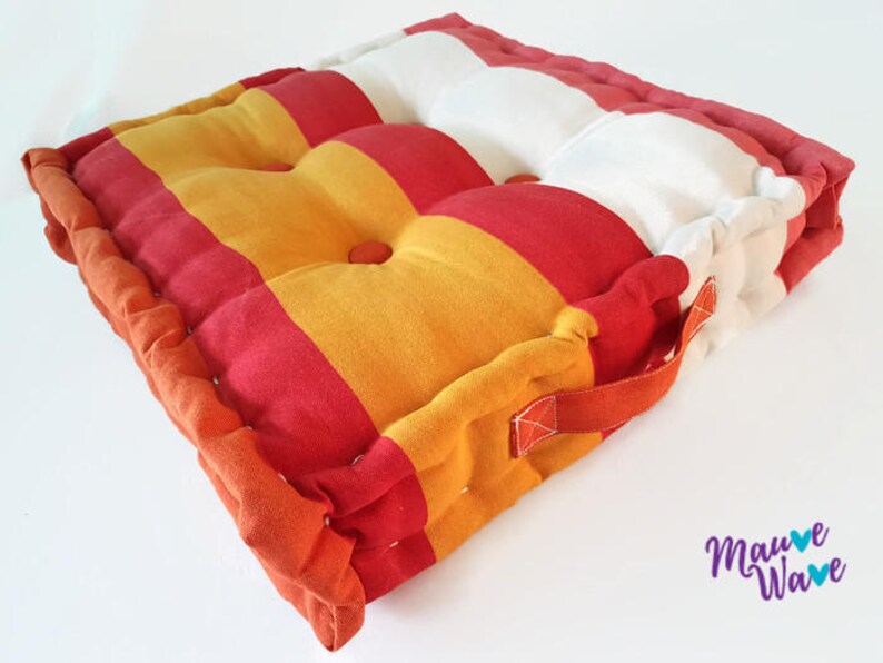 pillow, cushion, floor pillow, square pillow, stripe pillow, boho pillow, box pillow, button pillow, square-box pillow, floor cushion image 4
