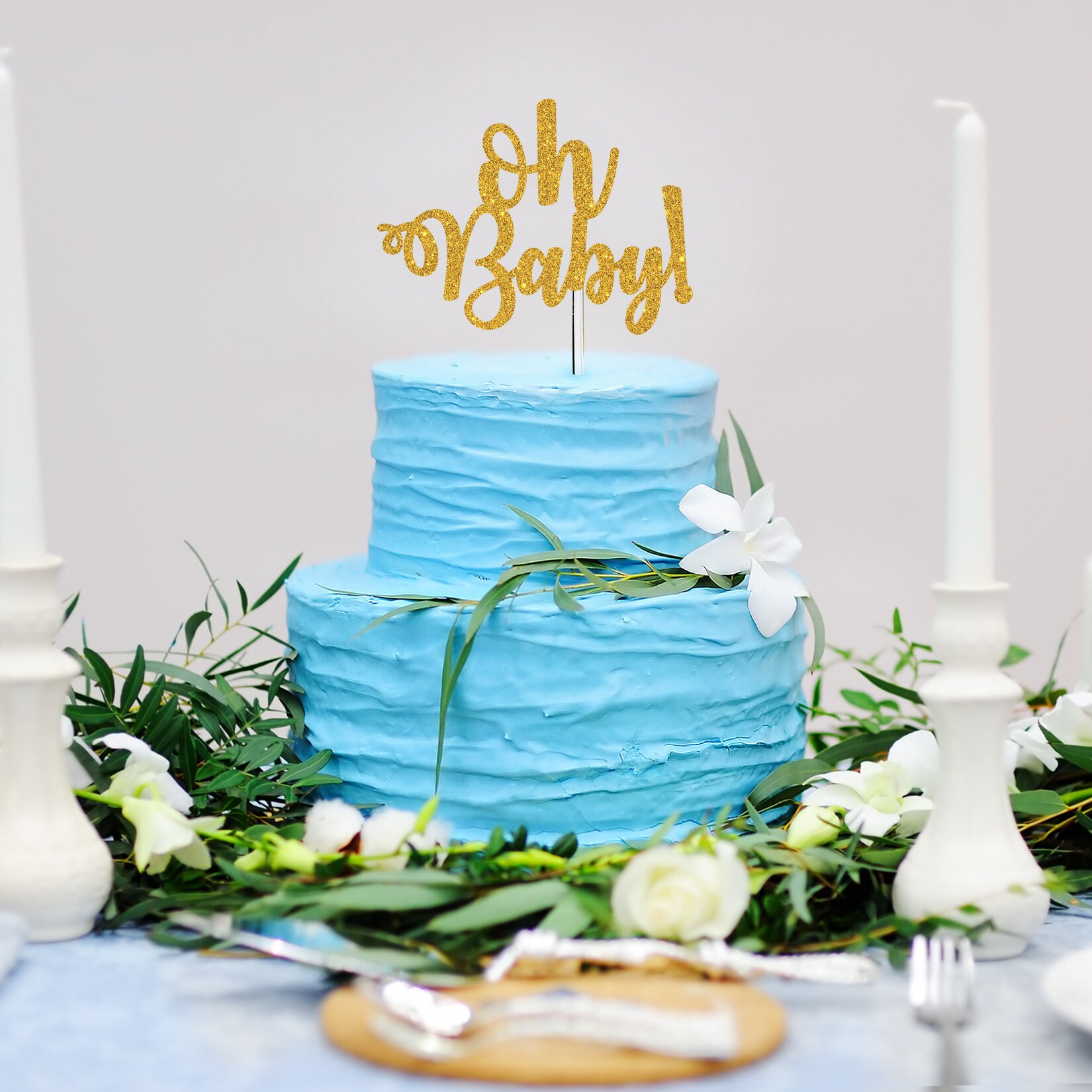 Glitter Oh Baby Cake Topper Calligraphy Cursive Script Baby Etsy