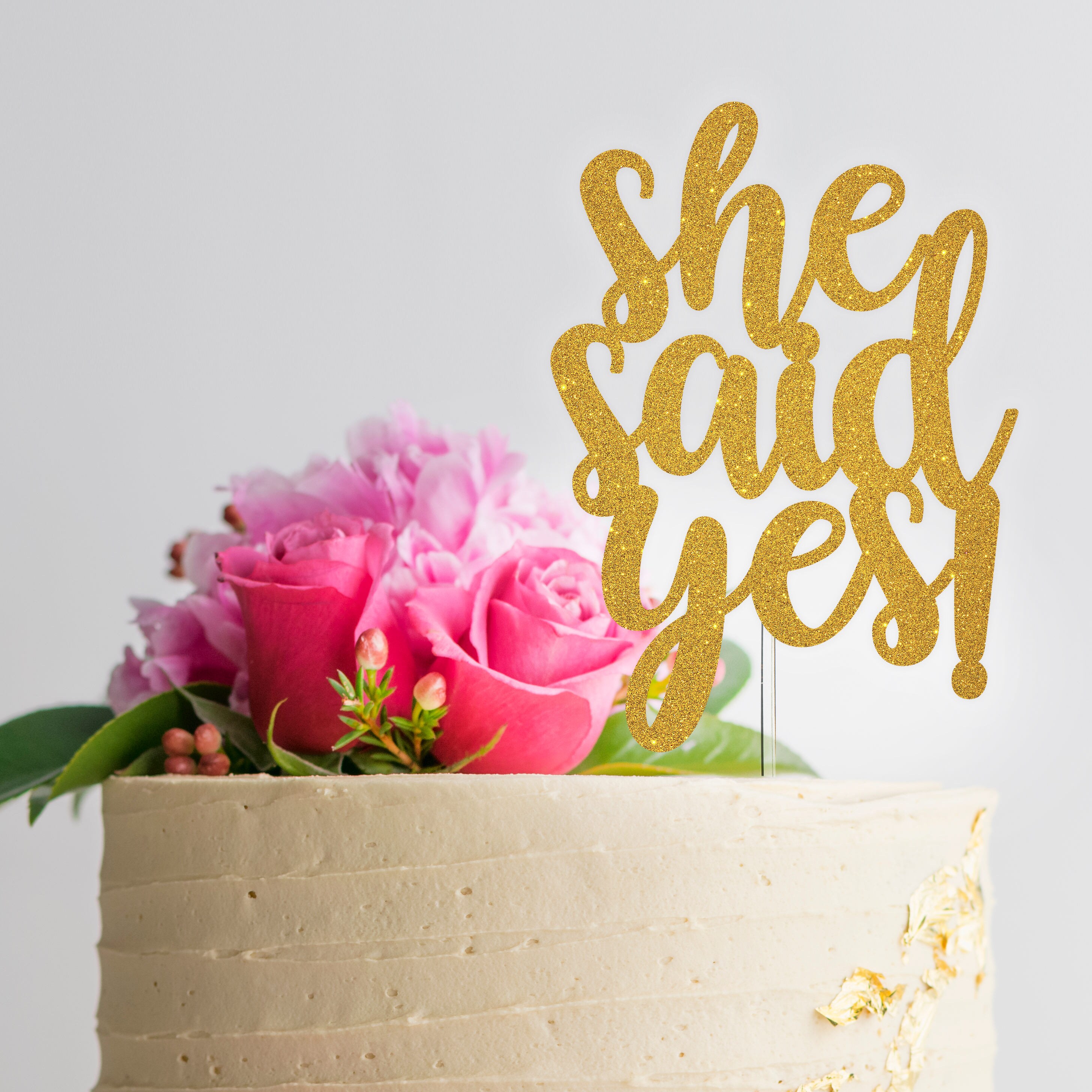 Glitter She Said Yes Cake Topper Wedding Cake Topper Bridal | Etsy