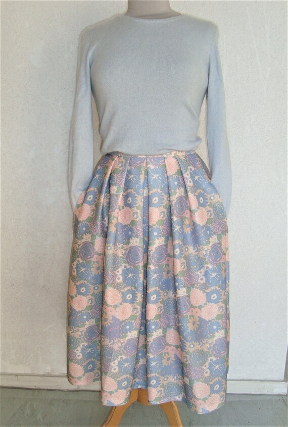 Jupe Skirt Vintage 60 Made in France Fleurs Paste… - image 4
