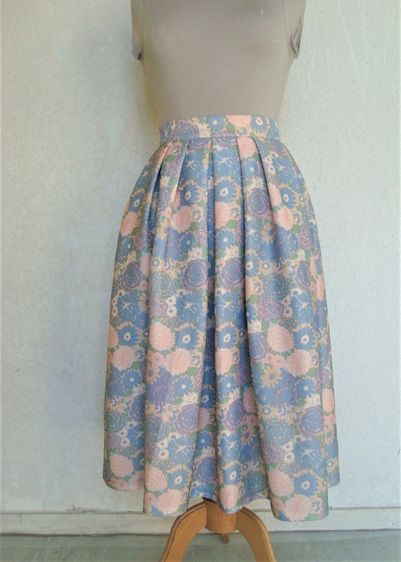 Jupe Skirt Vintage 60 Made in France Fleurs Paste… - image 3