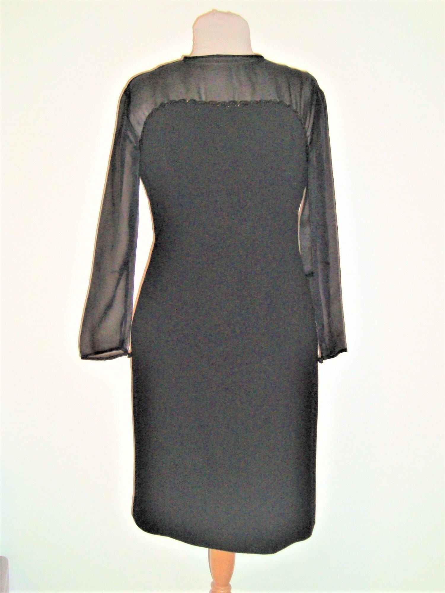 Sheer Black Lace Long Sleeve Two-piece Prom Dress - Xdressy