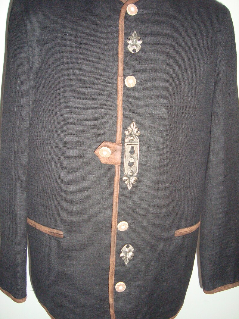 Autichienne Jacket Men Cotton and Lin noir Metal Detail Size 50