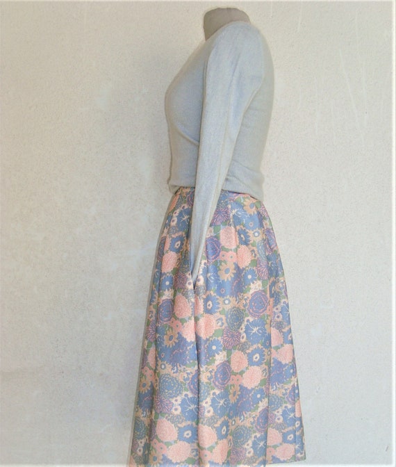 Jupe Skirt Vintage 60 Made in France Fleurs Paste… - image 2