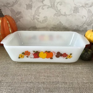 Anchor Hocking Loaf Pan, 441, Hildi Fruit Design, 1 Quart, Vintage Ovenware