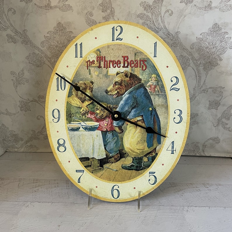 Vintage Three Bears Nursery Rhyme Clock Oval Wall Clock Etsy