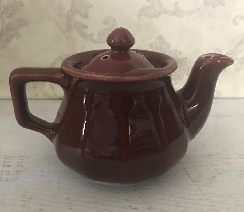 Vintage Hall China Bellevue Individual Teapot Maroon One Cup Etsy