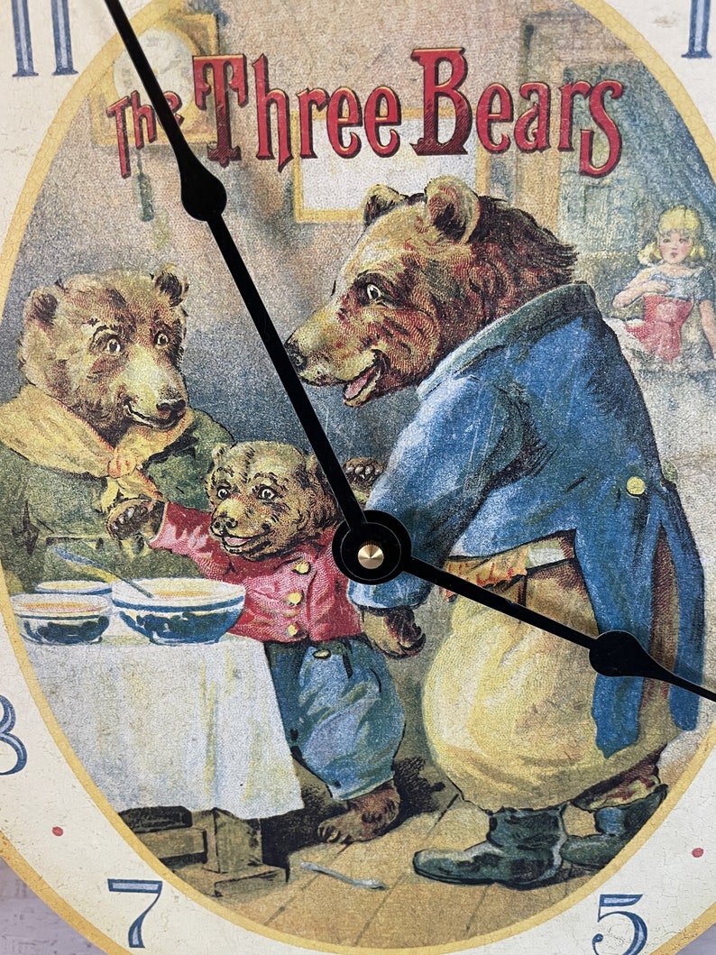 Vintage Three Bears Nursery Rhyme Clock Oval Wall Clock Etsy