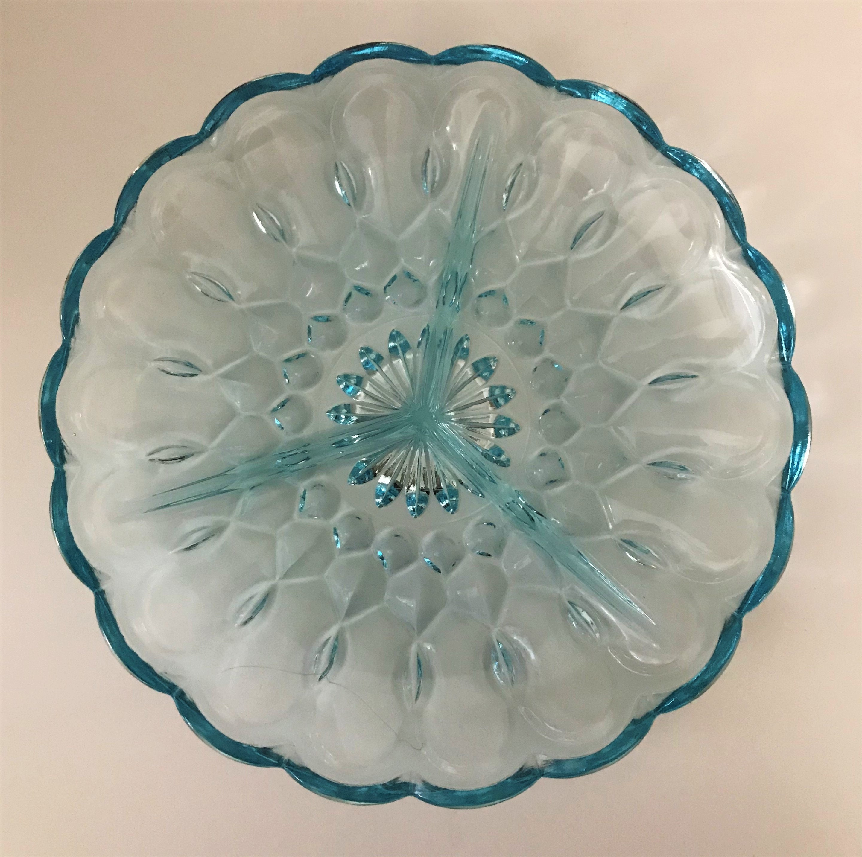Vintage Light Blue Glass Divided Relish Dish Fairfield | Etsy