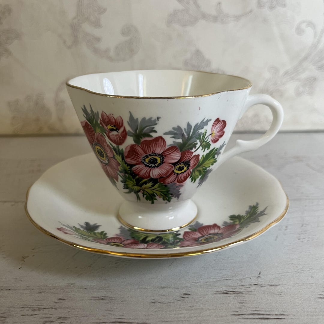 Vintage English China Tea Cup and Saucer Set, Clarence Bone China, Made ...