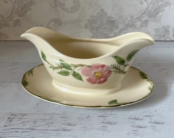 Franciscan Desert Rose Gravy Boat, California USA, Hand Painted Rose Design, 1960s TV Backstamp