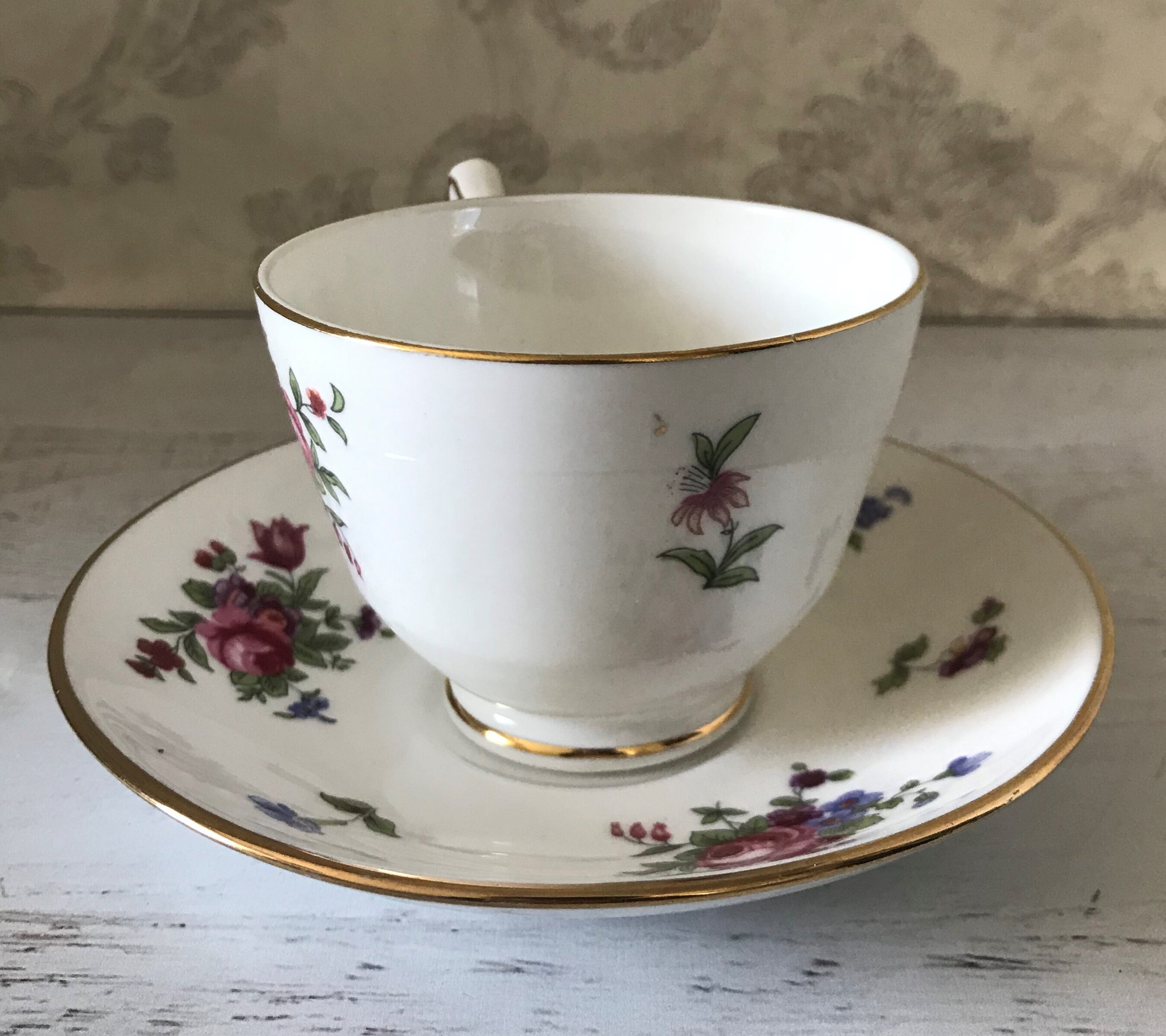 Crown Staffordshire Tea Cup and Saucer Set Dresden Spray Etsy