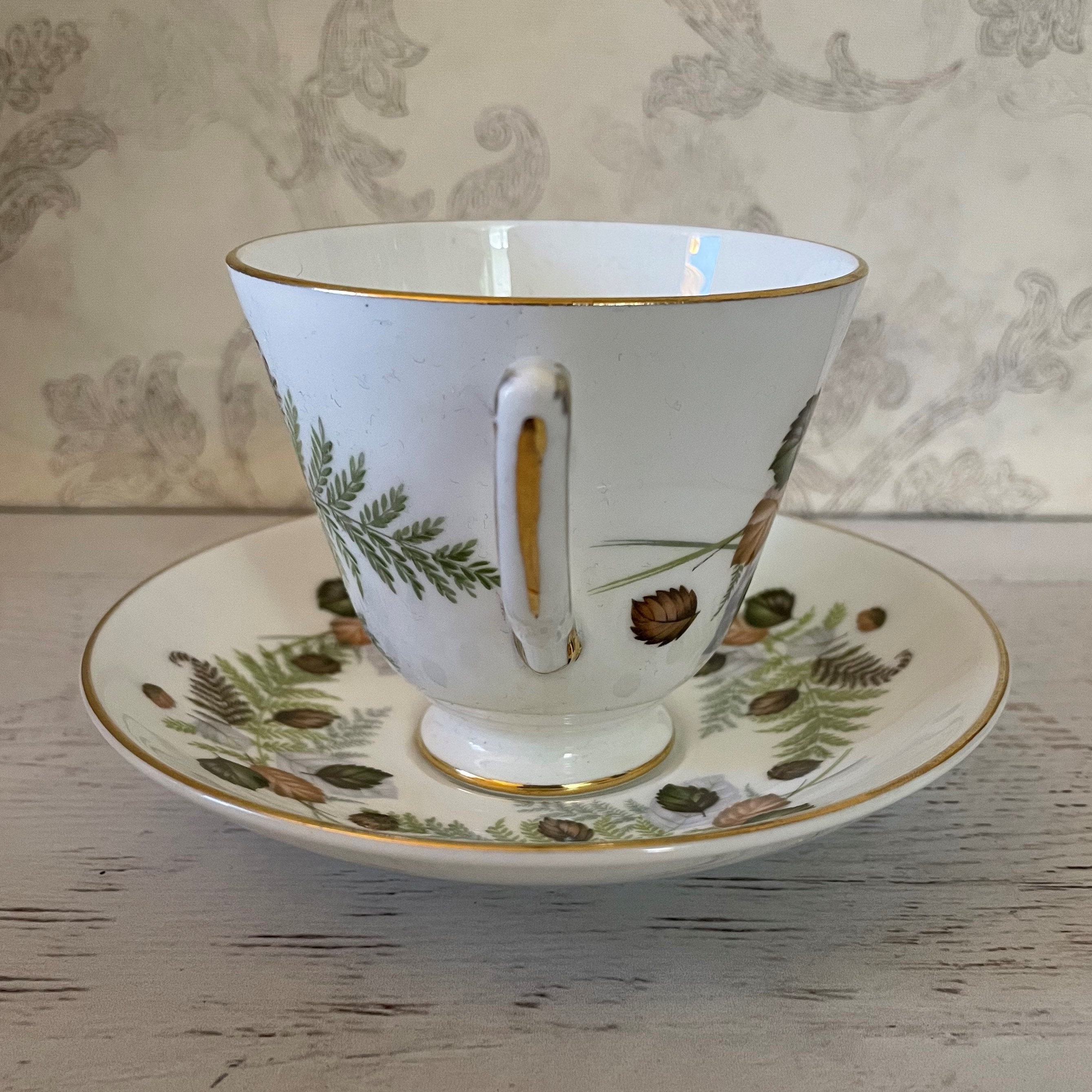 Vintage Royal Tara Tea Cup and Saucer Set Green Fern Made in Etsy