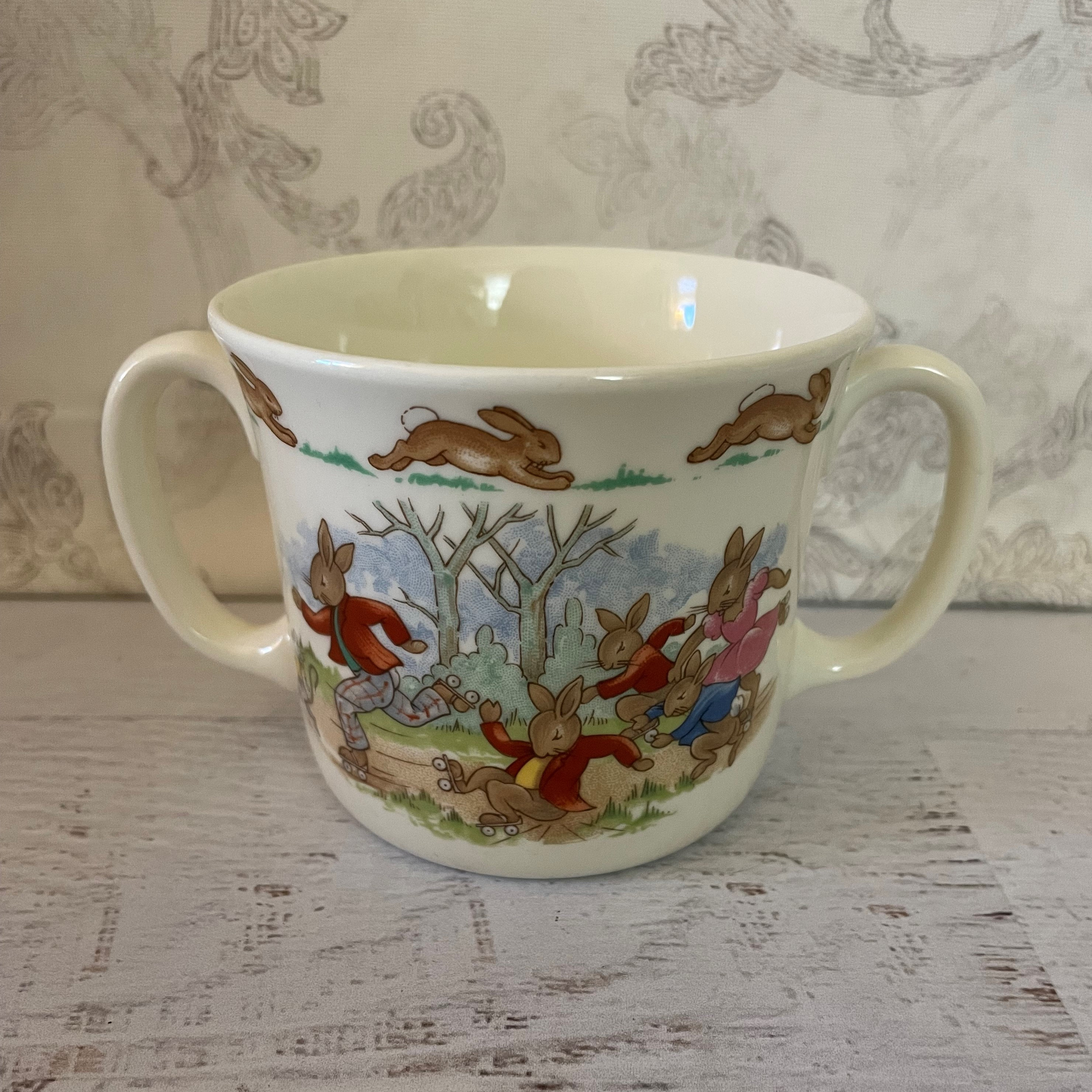 Royal Doulton Bunnykins Two Handled Mug Roller Skating Etsy