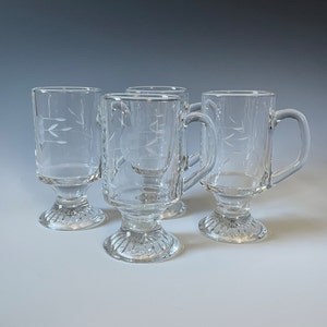 Set of 4 Irish Coffee Mugs, Vintage Princess House Crystal,  Heritage Pattern