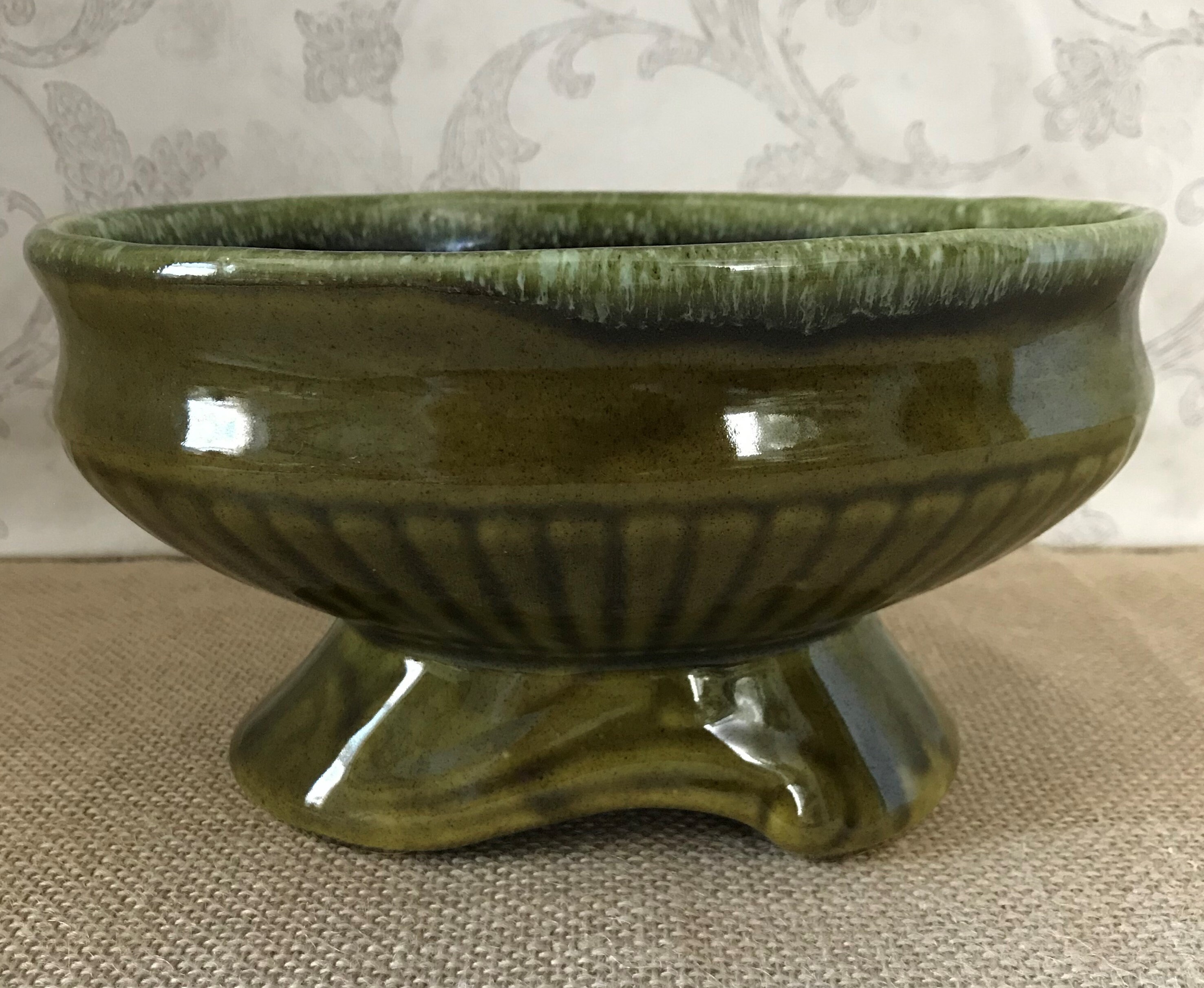 Vintage Green Glazed Pottery Planter American Bisque Pottery Etsy
