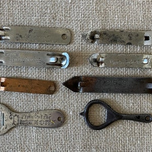 Vintage Can and Bottle Openers, Lot of Eight (8) Different Openers, Can Piercers, Church Key Style, Beer Advertising