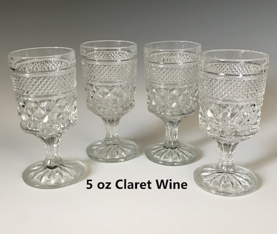 Vintage Clear Glass Anchor Hocking Wexford Small Goblets Wine Cups Glasses 