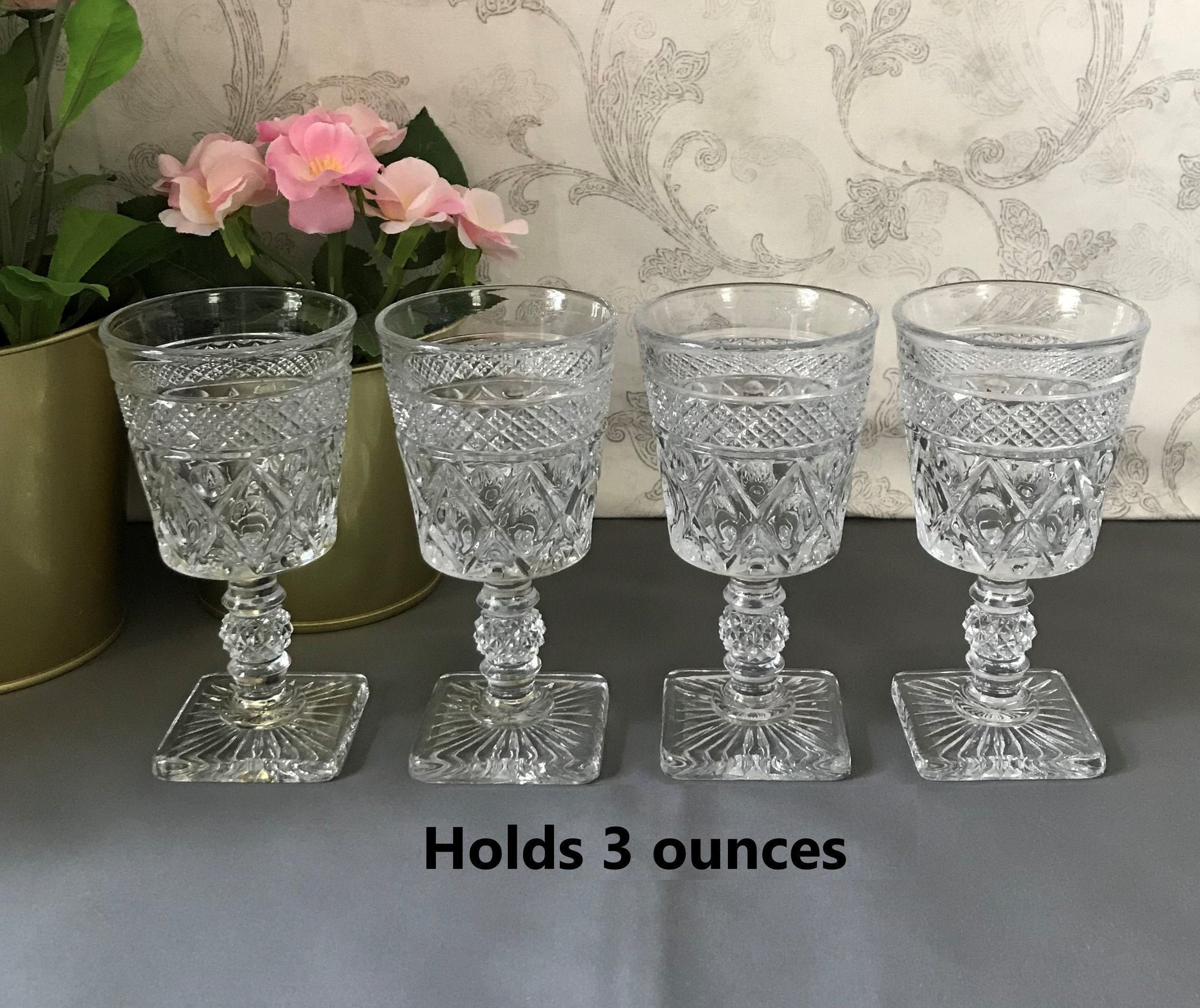 Set of 4 Small Wine Glasses 3 oz. Cordial Glasses Cape Cod Etsy