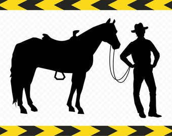 Cowboy SVG Rider Horse Cut files fo Cricut Silhouette DXF PDF Png