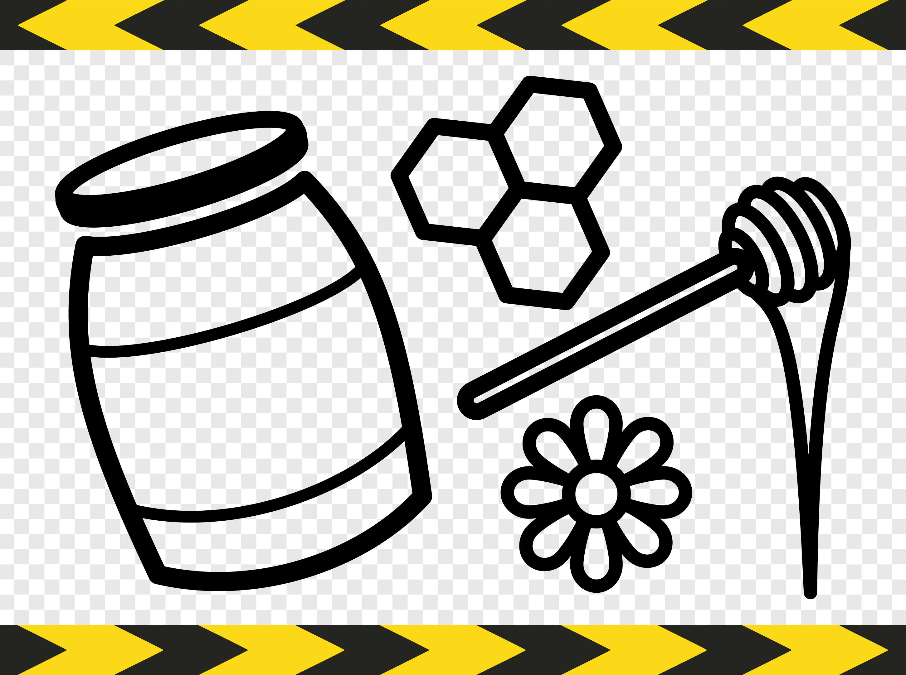 Honey pot jar SVG Honey dipper Honeycomb Flower Bundle Clipart Cricut Silho...