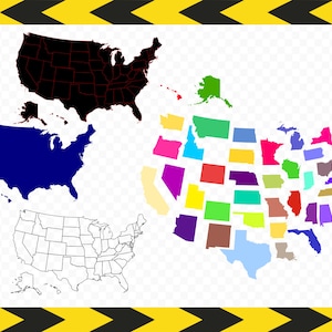 USA Karte SVG-Dateien für Cricut Kontur USA Karte 50 Staaten