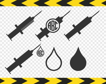 Syringe SVG Blood drop Nurse monogram clipart Injection Cut files for Cricut Dxf Pdf Png