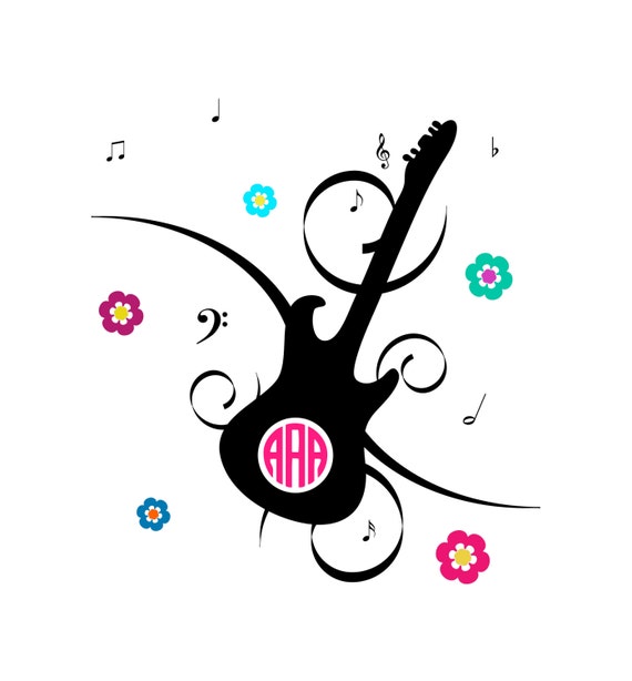 Download Flourish guitar SVG Monogram frame files Flower Treble ...