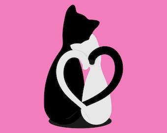 Cat lover gift SVG files for Silhouette Heart Love Decal Cat clipart DXF PDF Png