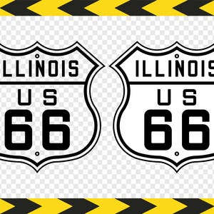 Route 66 teken SVG Clipart Illinois Decal Cricut silhouet Instant download Dxf Pdf Png-bestanden
