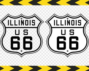 Route 66 sign SVG Clipart Illinois Decal Cricut Silhouette Instant download Dxf Pdf Png files