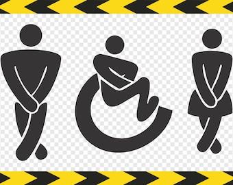 Rest room WC Toilet sign SVG Clipart Hendicap Handicapped Wheelchair Disabled person Decal Dxf Pdf Png files