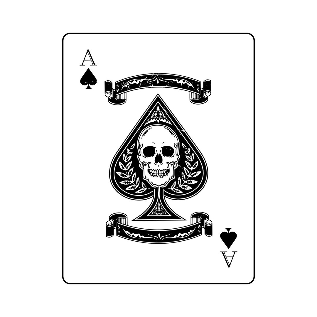 Skull ACE Card SVG Playing Card Art Distressed Png Sublimation Vinyl