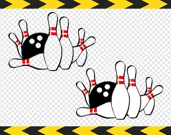 Bowling SVG Clipart Clip art Bowling Pins and Ball Dxf Pdf Png files