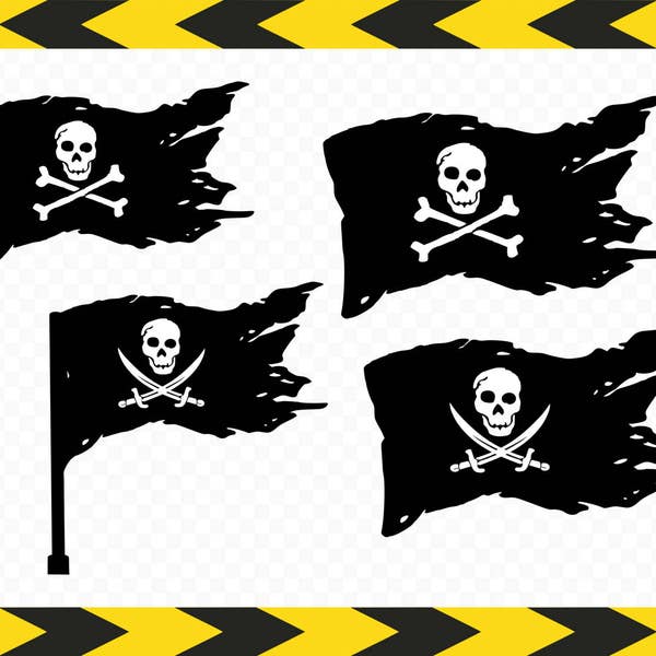 Pirate flag SVG Clipart Skull and crossbones Saber Sword Svg Cut files for Silhouette Cricut DXF PDF Png