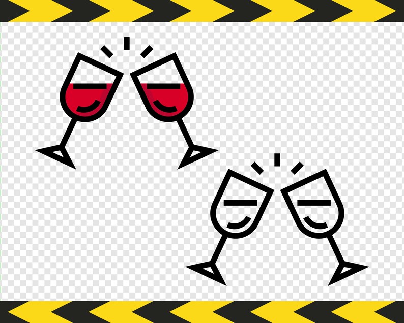 Wine Glasses Svg File Clipart Cheers Sbook Cricut Silhouette Cut Files Dxf Pdf Png