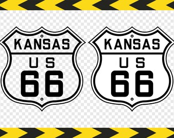 Route 66 US Kansas sign SVG Decal Silhouette files Cricut designs Clipart Dxf Pdf Png