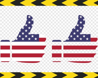 Thumbs up Svg Clipart American USA US flag Silhouette Cricut files Scan n cut Dxf Pdf Png