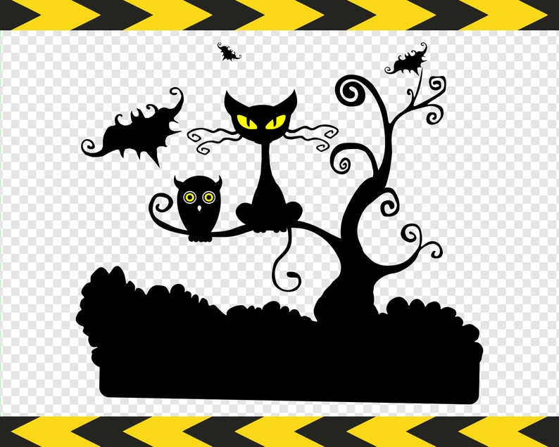 Download Halloween Cat Owl Bat SVG files Stickers Horror Decal Pdf ...