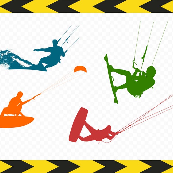 Kitesurfen Kiteboarding kommerzielle Dateien für Cricut Silhouette Shirt SVG Abziehbilder Clipart Dxf Pdf Png