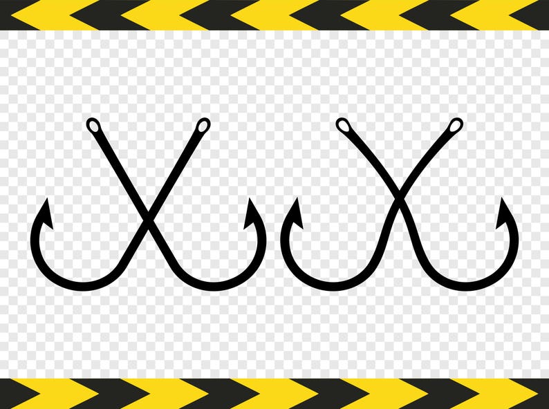 Crossed fish hook Svg Fishing Clipart Cricut Silhouette ...