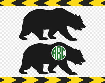 Bear SVG Silhouette Clipart DIY Griz Grizzly Bear monogram Decal Sticker Shirt Cut files Dxf Pdf Png