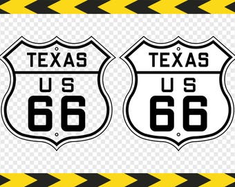 Route 66 sign SVG Clipart Texas Decal Cricut designs Silhouette downloads Dxf Pdf Png