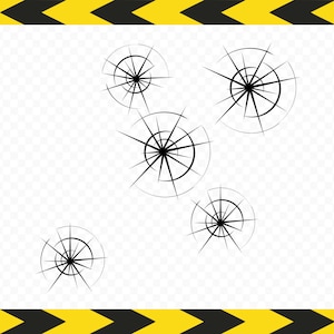Einschußlöcher SVG Clipart Löcher in Glas-Schnitt-Dateien für die Cricut Kontur Dxf Pdf Png-Dateien