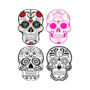 Sugar skull SVG files for Cricut Silhouette cameo files designs Vector art PNG Sugar skull cake topper Cuttable SVG