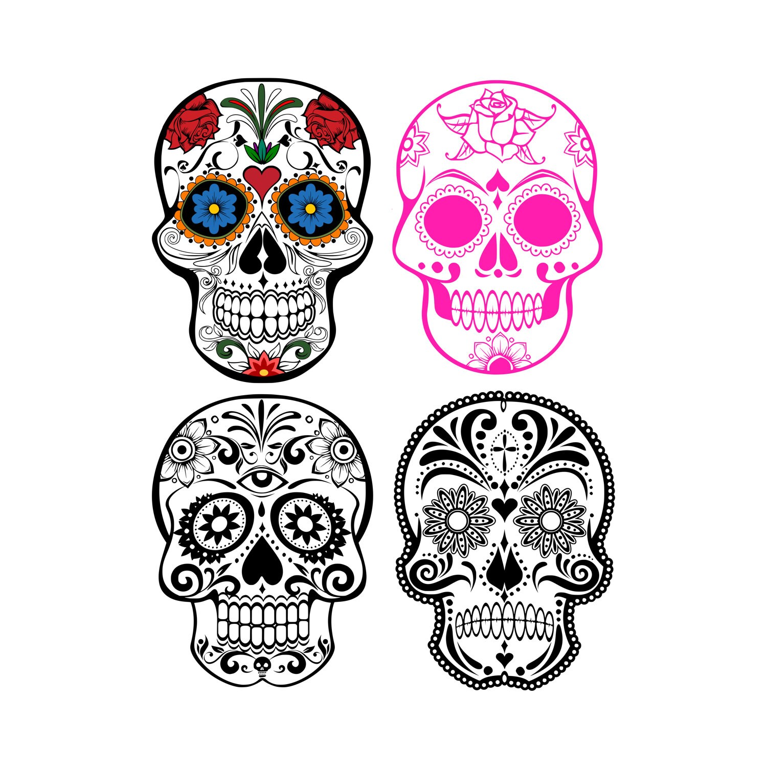 Download Sugar Skull Svg Files For Cricut Silhouette Cameo Files Etsy