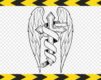 Angel wings Svg file Cross Christian Car decals Sticker Cut files for Cricut Silhouette Dxf Pdf Png