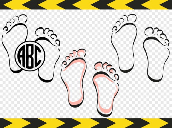 Cadre En Svg Clipart Imprimable Monogram Empreinte Bebe Pieds Etsy