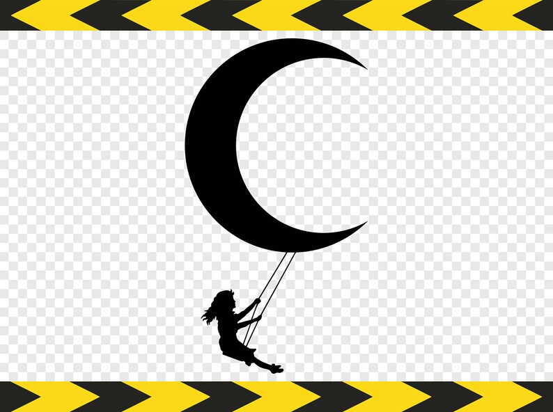 crescent moon girl svg decal swing printable decor sticker