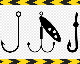 Fish hook Svg Fishing Clipart Cricut Silhouette Designs Dxf Pdf Png files